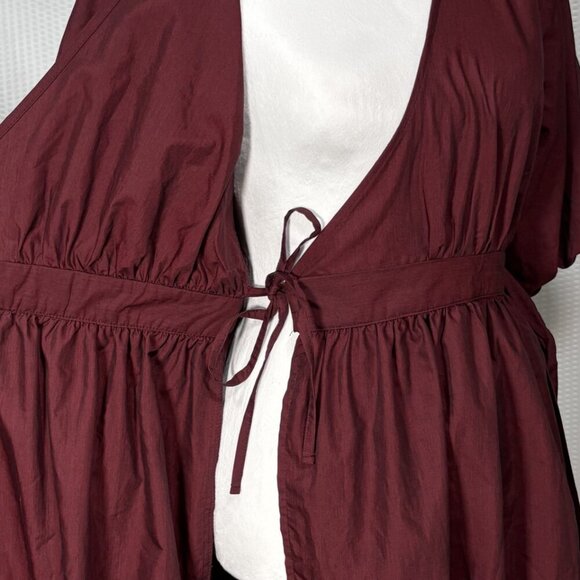 ASOS Design Short Blood Red Dark Romantic Deep V Wrap Dress Whimsygoth US Size 6 - Picture 4 of 10